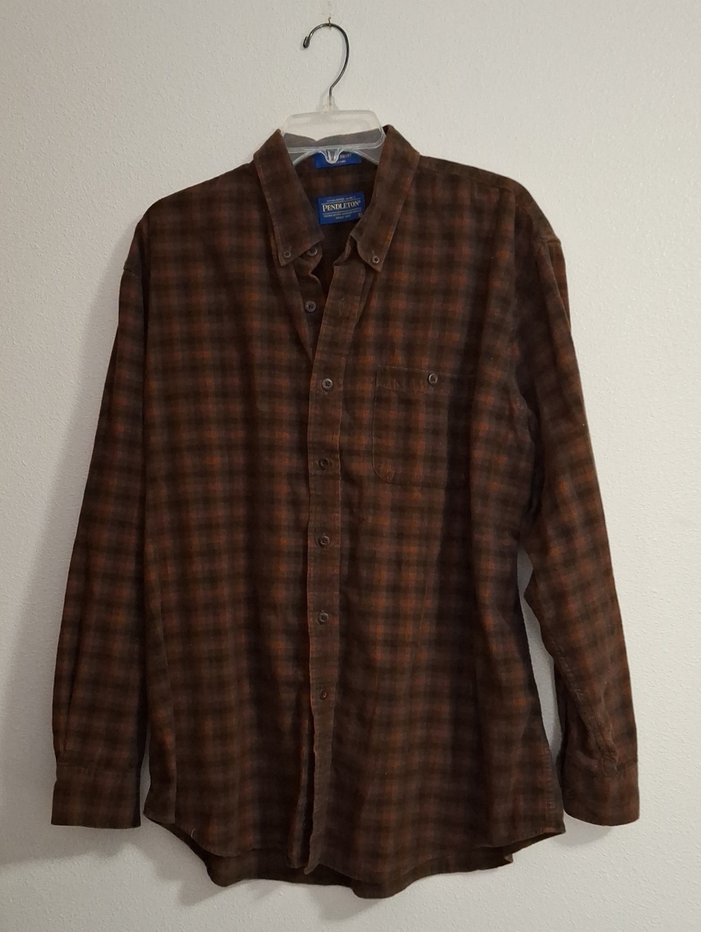Pendleton Brown and Rust Plaid Button-Down Shirt Size XL